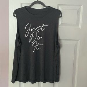 Gray sleeveless work out shirt